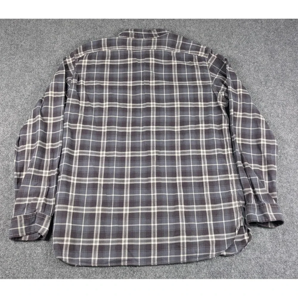 Polo Ralph Lauren Work Shirt Mens‎ Large Gray Plaid Pockets Throat Latch